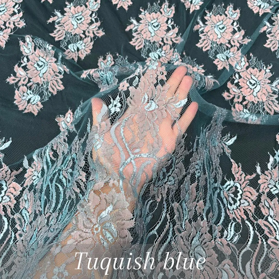 PANEL BRUKAT 3 M X 1.5 M 5834 TURQISH BLUE — BRUKAT SEMI PRANCIS GRADE A thumbnail 2